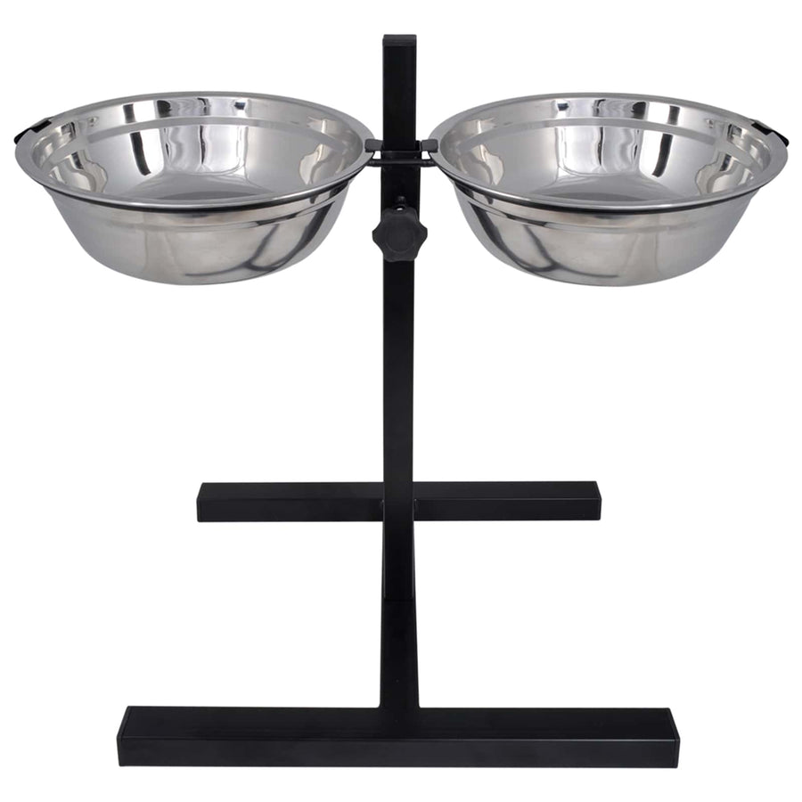 Voerstand en kom met hondenvoer Zilver en Zwart 57,5 x 26 cm