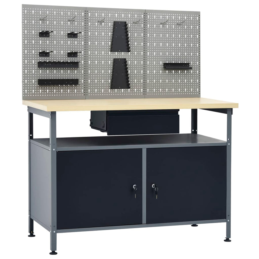 Werkbank met drie wandpanelen