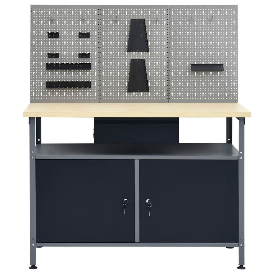 Werkbank met drie wandpanelen