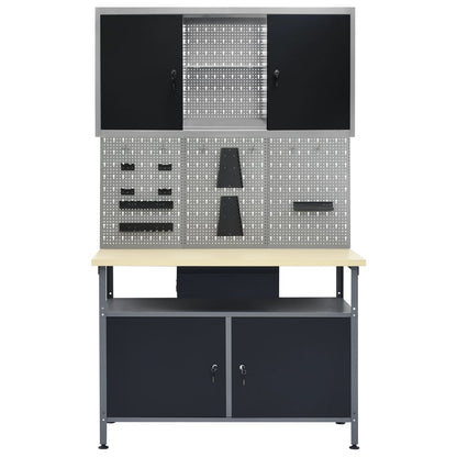 Werkbank Met Drie Wandpanelen En Een Kast