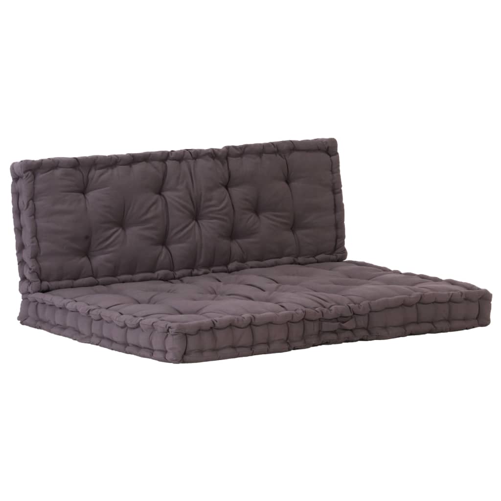 Palletvloerkussens 2 St Katoen 120 x 40 x 7 cm & 120 x 80 x 10 cm Antraciet