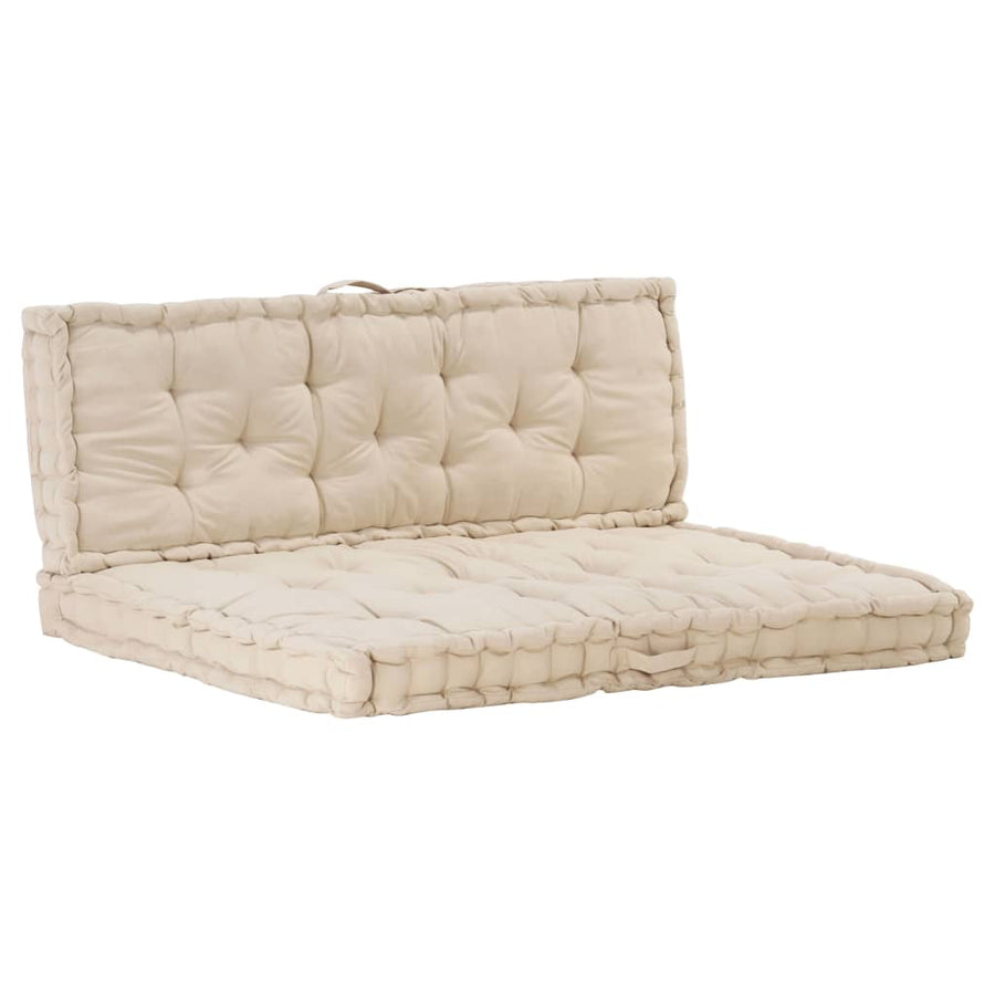 Palletvloerkussens 2 St Katoen Beige 1 120 x 40 x 7 cm & 120 x 80 x 10 cm