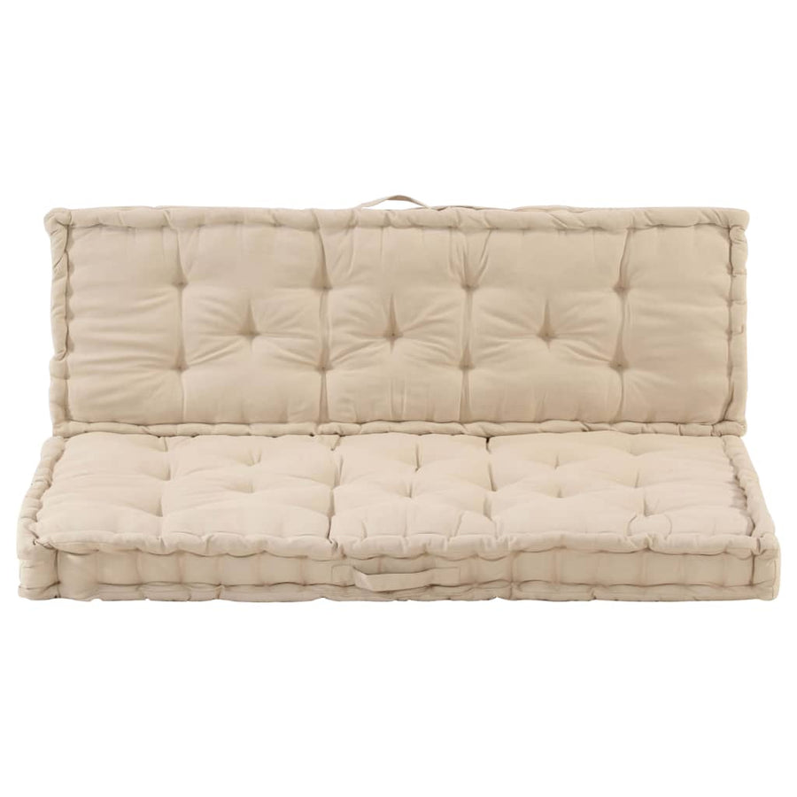 Palletvloerkussens 2 St Katoen Beige 1 120 x 40 x 7 cm & 120 x 80 x 10 cm