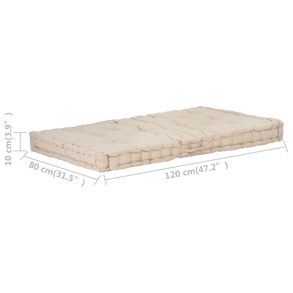 Palletvloerkussens 2 St Katoen Beige 1 120 x 40 x 7 cm & 120 x 80 x 10 cm