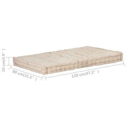 Palletvloerkussens 2 St Katoen Beige 1 120 x 40 x 7 cm & 120 x 80 x 10 cm