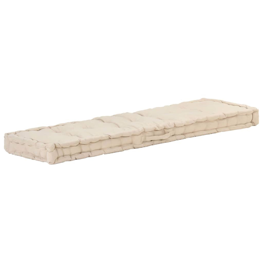 Palletvloerkussens 2 St Katoen Beige 1 120 x 40 x 7 cm & 120 x 80 x 10 cm