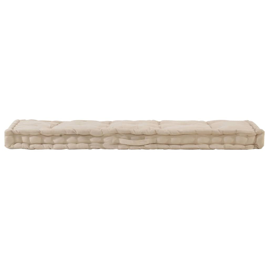 Palletvloerkussens 2 St Katoen Beige 1 120 x 40 x 7 cm & 120 x 80 x 10 cm