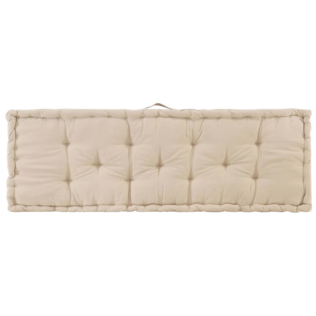 Palletvloerkussens 2 St Katoen Beige 1 120 x 40 x 7 cm & 120 x 80 x 10 cm