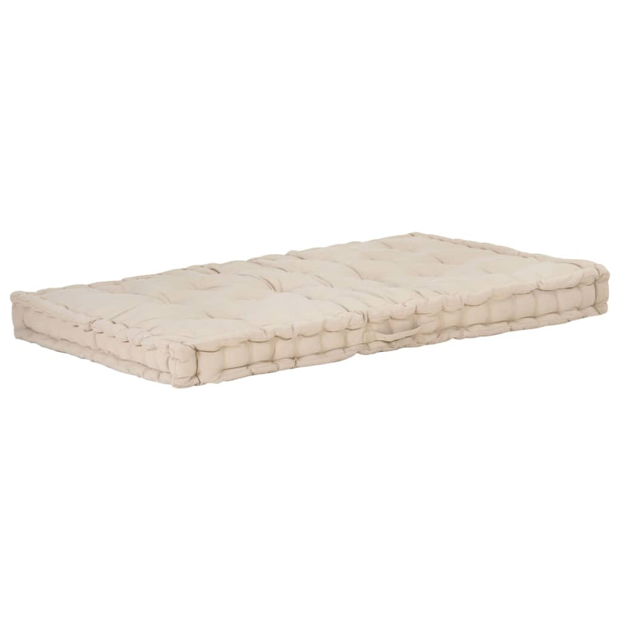 Palletvloerkussens 2 St Katoen Beige 1 120 x 40 x 7 cm & 120 x 80 x 10 cm