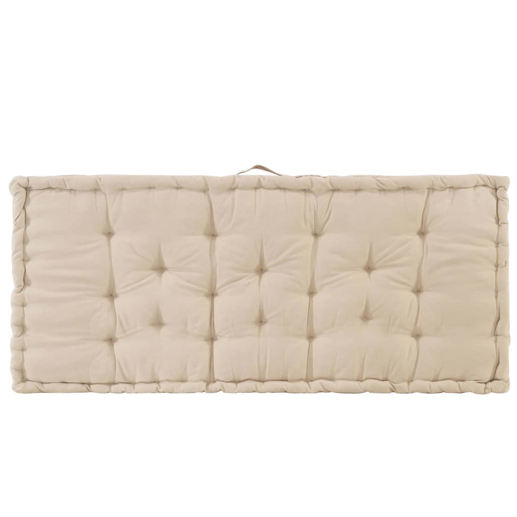 Palletvloerkussens 2 St Katoen Beige 1 120 x 40 x 7 cm & 120 x 80 x 10 cm