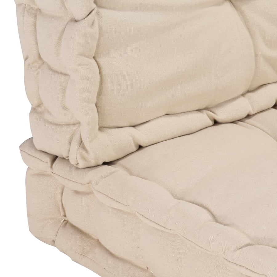 Palletvloerkussens 2 St Katoen Beige 1 120 x 40 x 7 cm & 120 x 80 x 10 cm