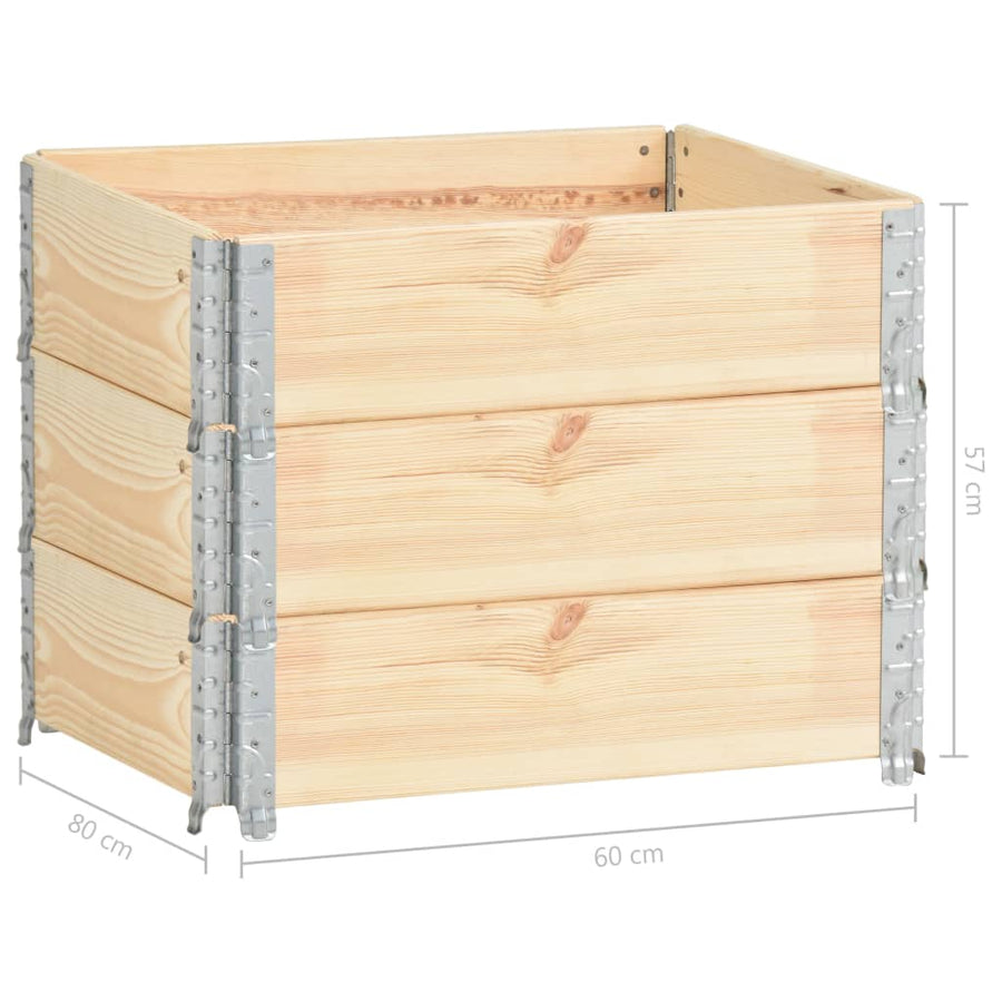 Palletopzetranden 3 st 60x80 cm massief grenenhout