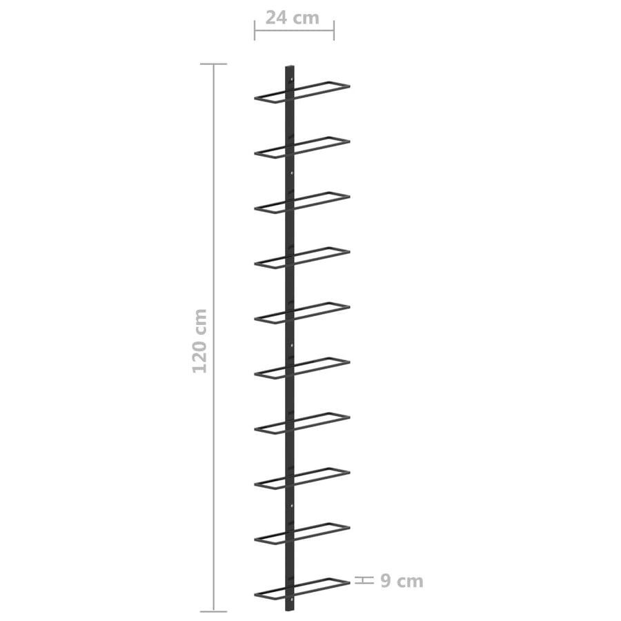 Wijnrek Voor 0 Flessen Wandmontage Metaal 10 Zwart