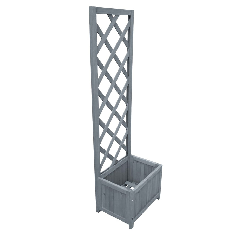 Latwerkplantenbak Massief Vurenhout 40 x 30 x 135 cm Grijs