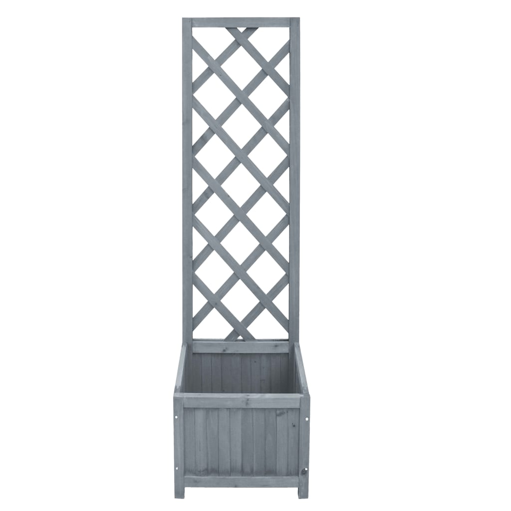 Latwerkplantenbak Massief Vurenhout 40 x 30 x 135 cm Grijs