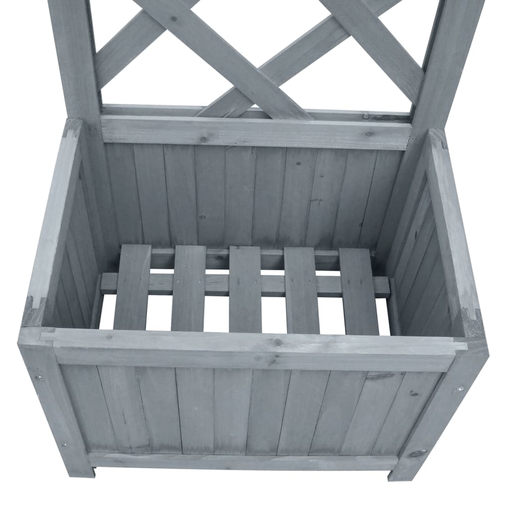 Latwerkplantenbak Massief Vurenhout 40 x 30 x 135 cm Grijs