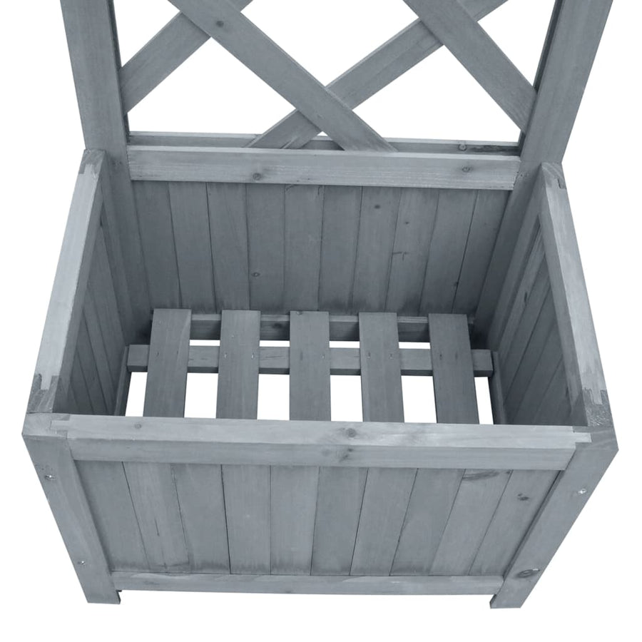 Latwerkplantenbak Massief Vurenhout 40 x 30 x 135 cm Grijs