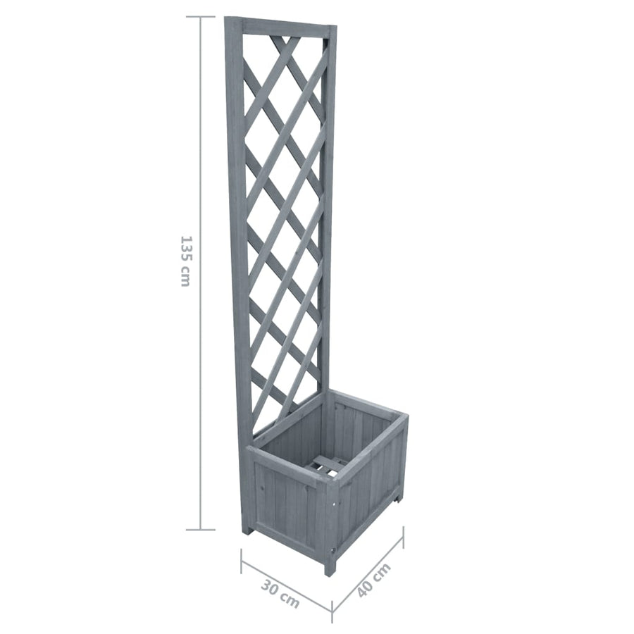 Latwerkplantenbak Massief Vurenhout 40 x 30 x 135 cm Grijs