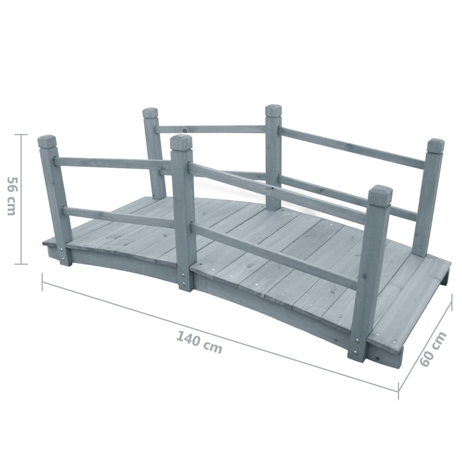Tuinbrug 140X60X56 Cm Massief Vurenhout Grijs