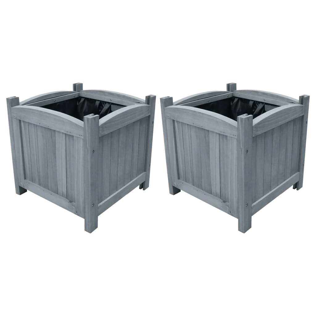 Plantenbakken Verhoogd 30X30X30 Cm Massief Vurenhout Grijs