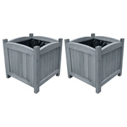 Plantenbakken verhoogd 2 st 30x30x30 cm vurenhout grijs