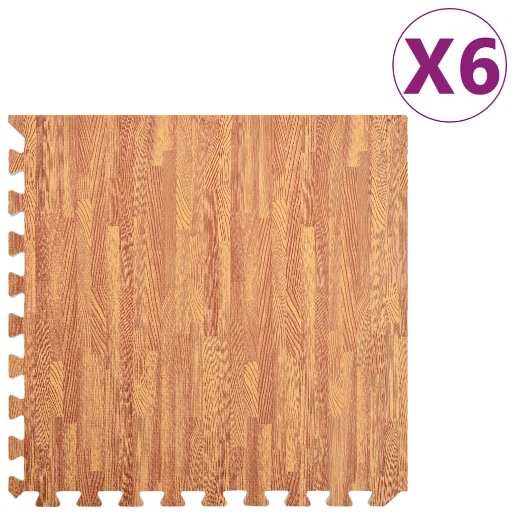 Vloermatten 6 St 2,16 ㎡ Eva-Schuim Houtnerfprint 2.16 m² Bruin