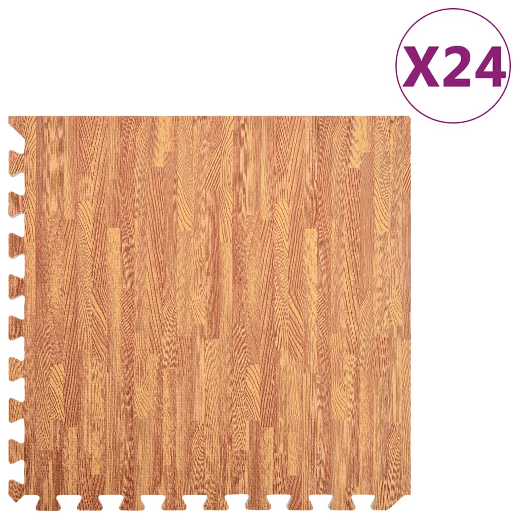 Vloermatten 24 St 8,64 ㎡ Eva-Schuim Houtnerfprint 8.64 m² Bruin