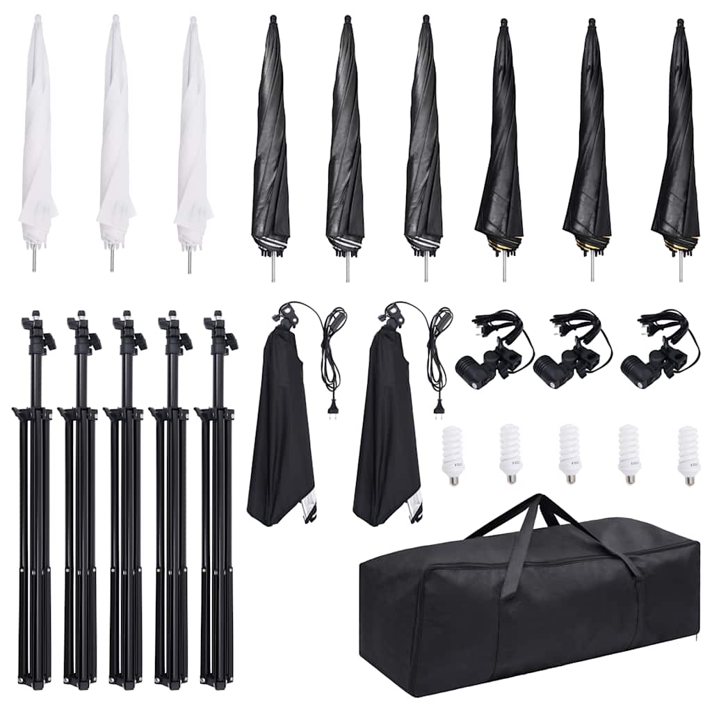 Fotostudioset Met Verlichtingsset En Softboxen 9 met spiraalvormige lamp