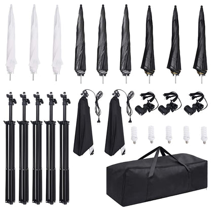 Fotostudioset Met Verlichtingsset En Softboxen 9 met spiraalvormige lamp