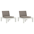Lounge chairs 2 pcs with cushions plastic white