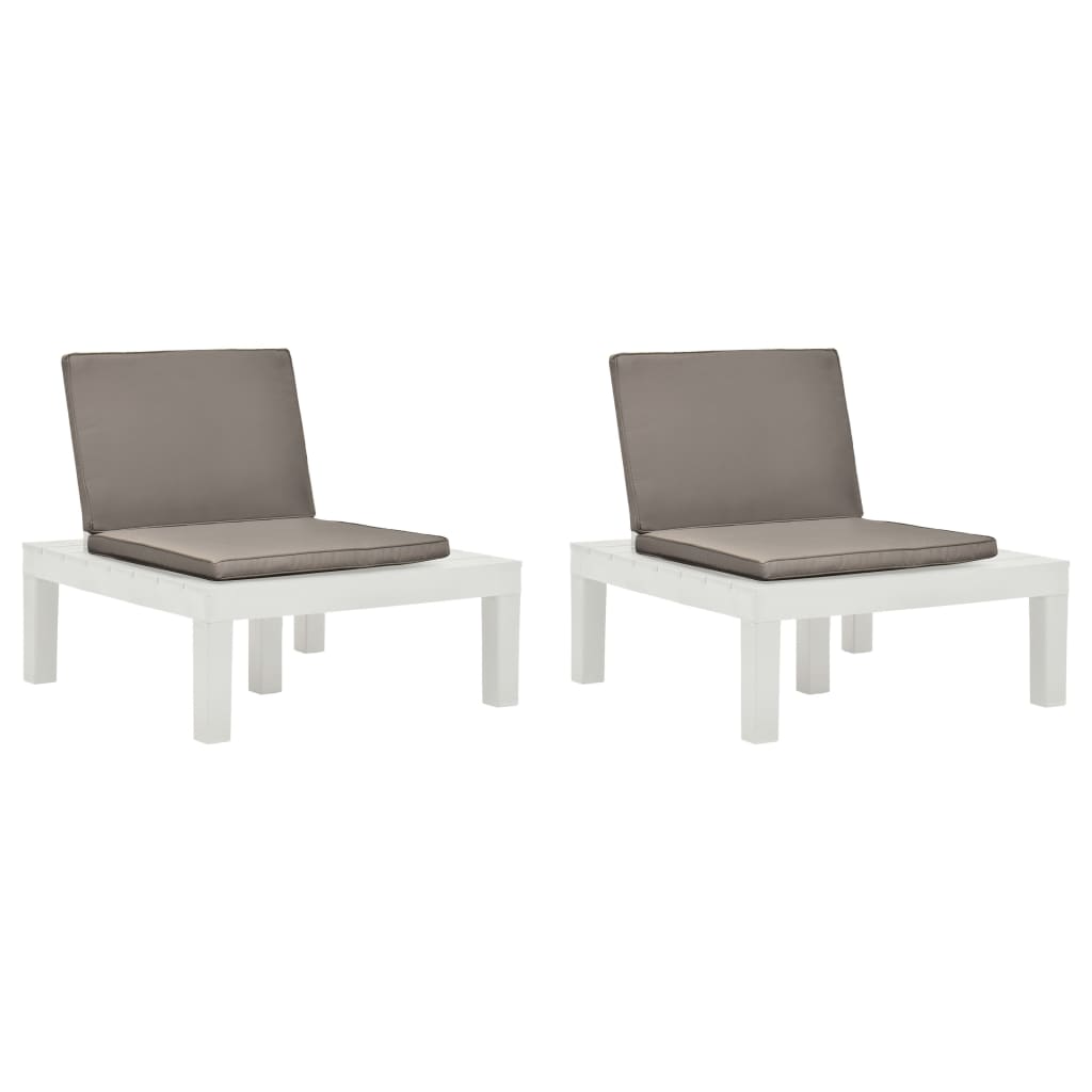 Loungestoelen Met Kussens Kunststof 2 Wit