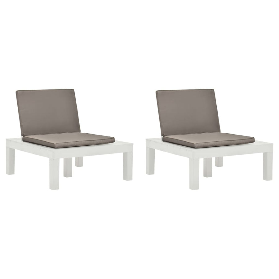 Loungestoelen Met Kussens Kunststof 2 Wit