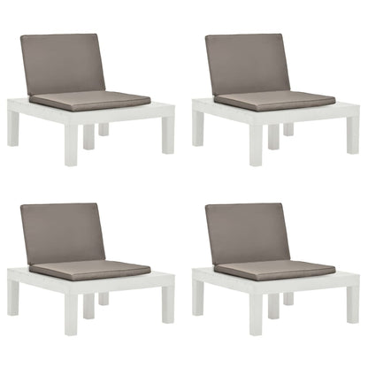 Loungestoelen Met Kussens Kunststof 4 Wit