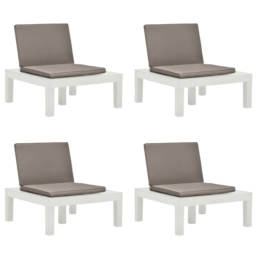 Loungestoelen Met Kussens Kunststof 4 Wit