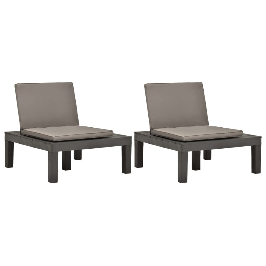 Loungestoelen Met Kussens Kunststof 2 Antraciet