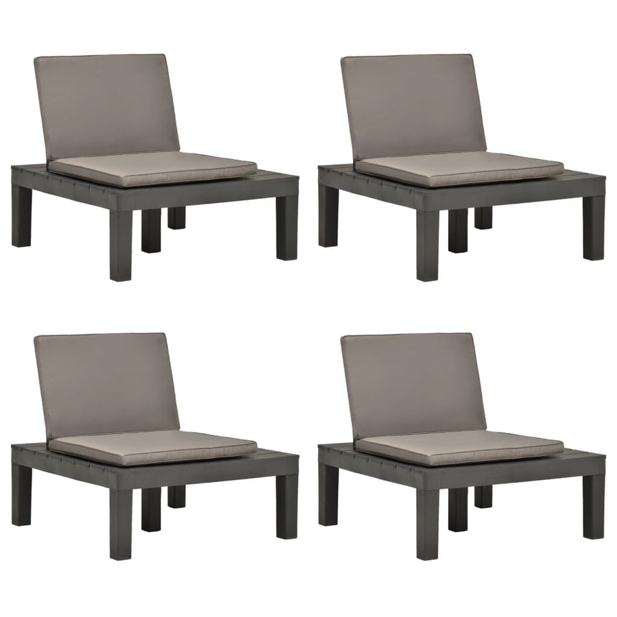 Loungestoelen Met Kussens Kunststof 4 Antraciet