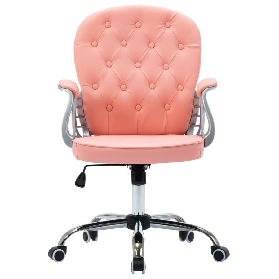 Kantoorstoel draaibaar kunstleer roze Roze