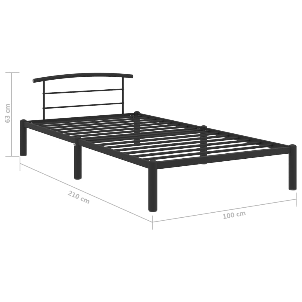 Bedframe Metaal 90 x 200 cm Zwart