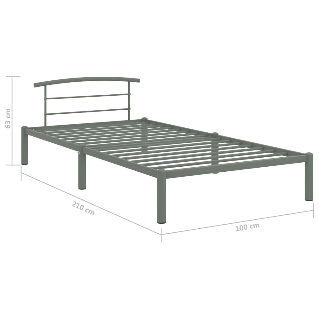 Bedframe Metaal 90 x 200 cm Grijs