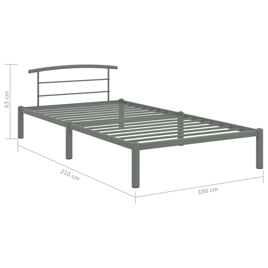 Bedframe Metaal 90 x 200 cm Grijs