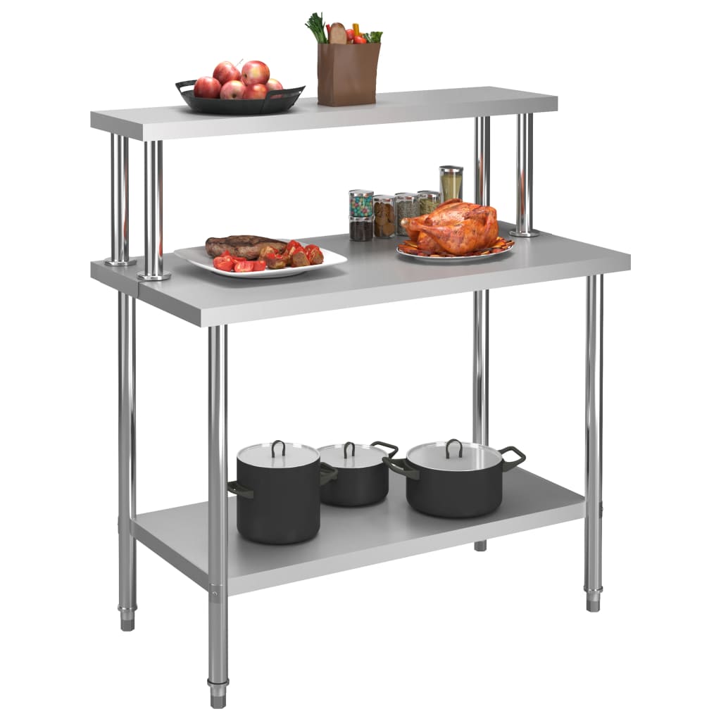 Keukenwerktafel Met Bovenschap 120X60X120 Cm Roestvrij Staal
