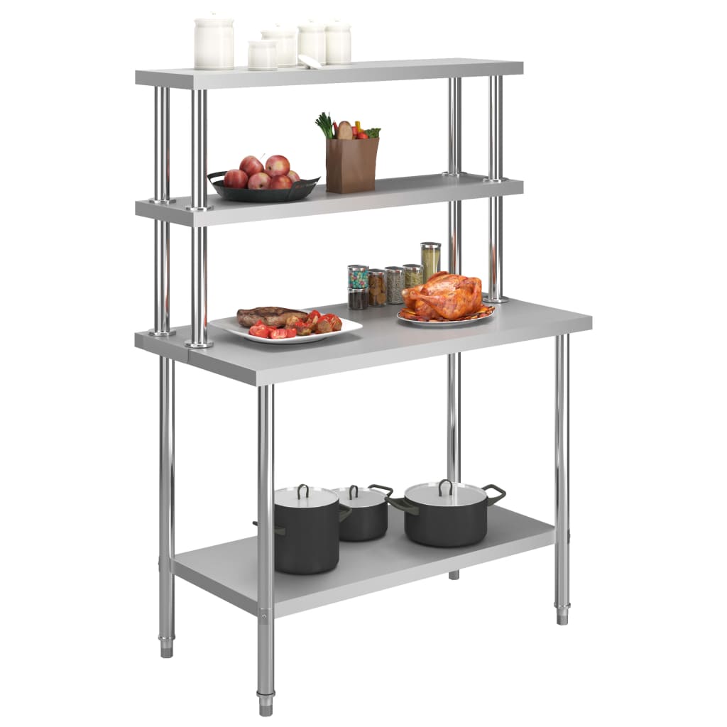 Keukenwerktafel Met Bovenschap 120X60X150 Cm Roestvrij Staal
