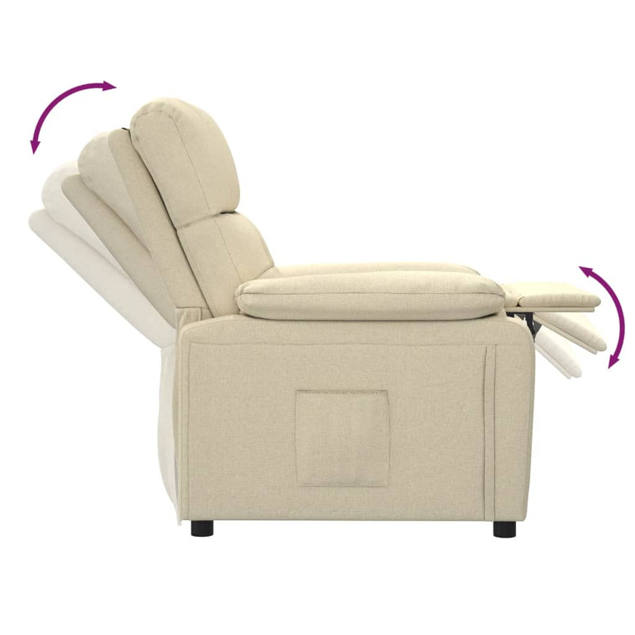 Fauteuil verstelbaar stof crèmekleurig
