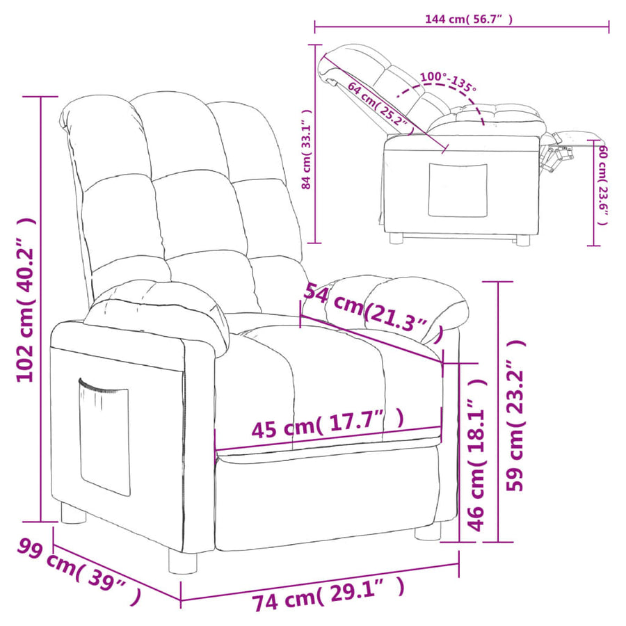 Fauteuil Verstelbaar Stof Lichtgrijs 1