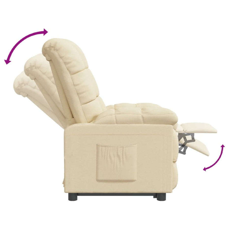 Fauteuil verstelbaar stof crèmekleurig
