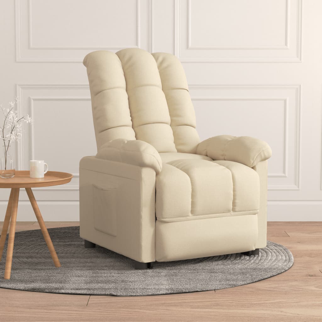 Fauteuil verstelbaar stof crèmekleurig