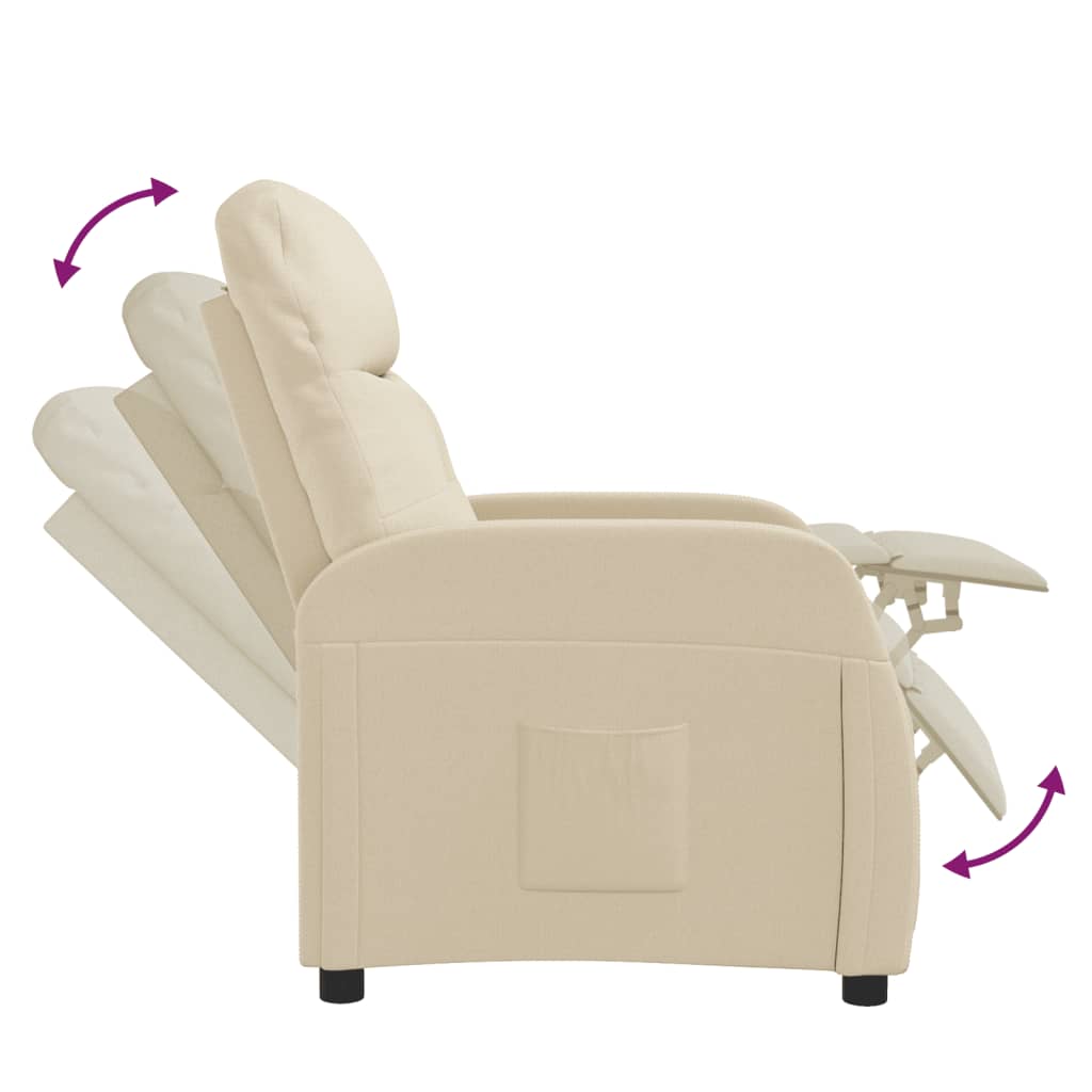 Fauteuil verstelbaar stof crèmekleurig