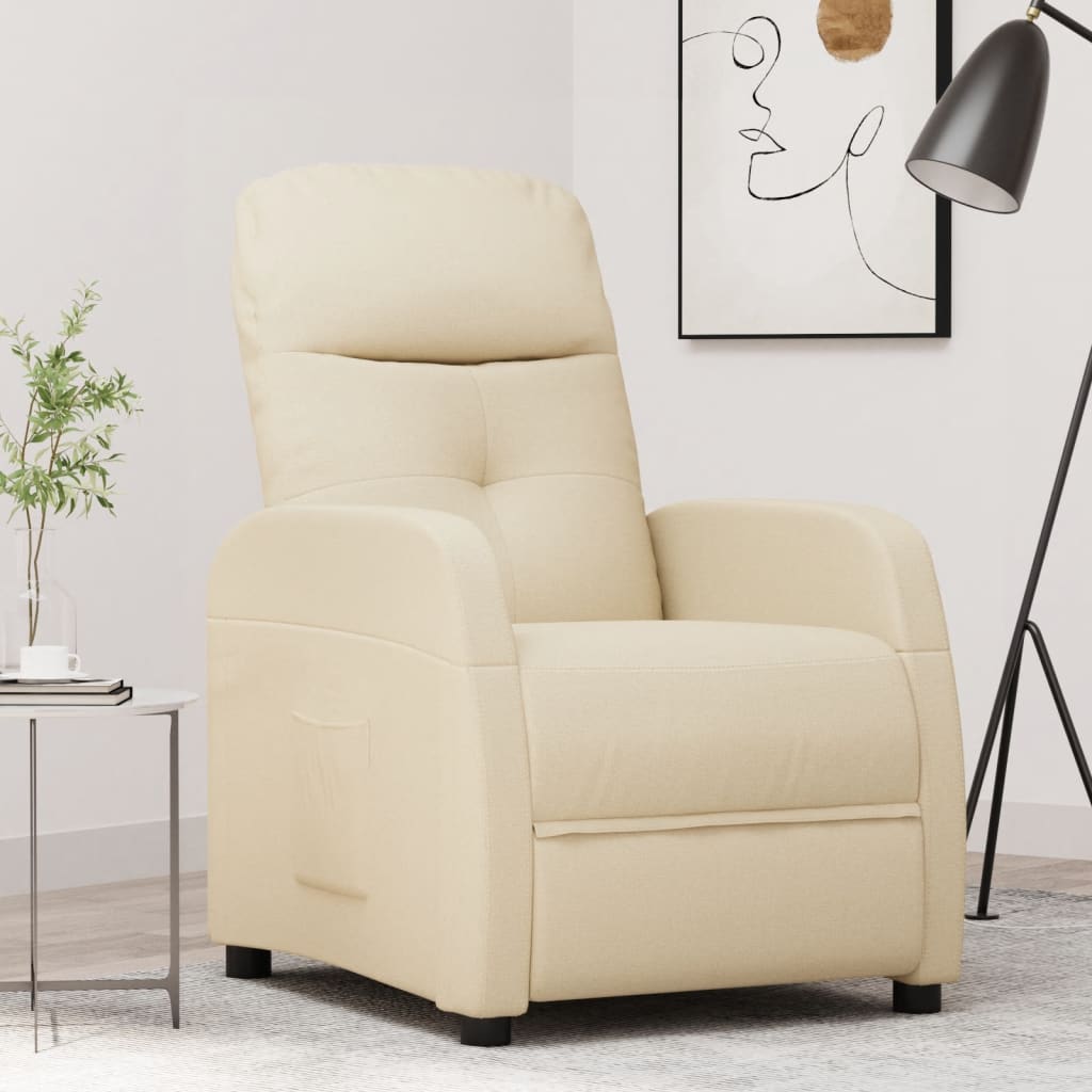 Fauteuil verstelbaar stof crèmekleurig