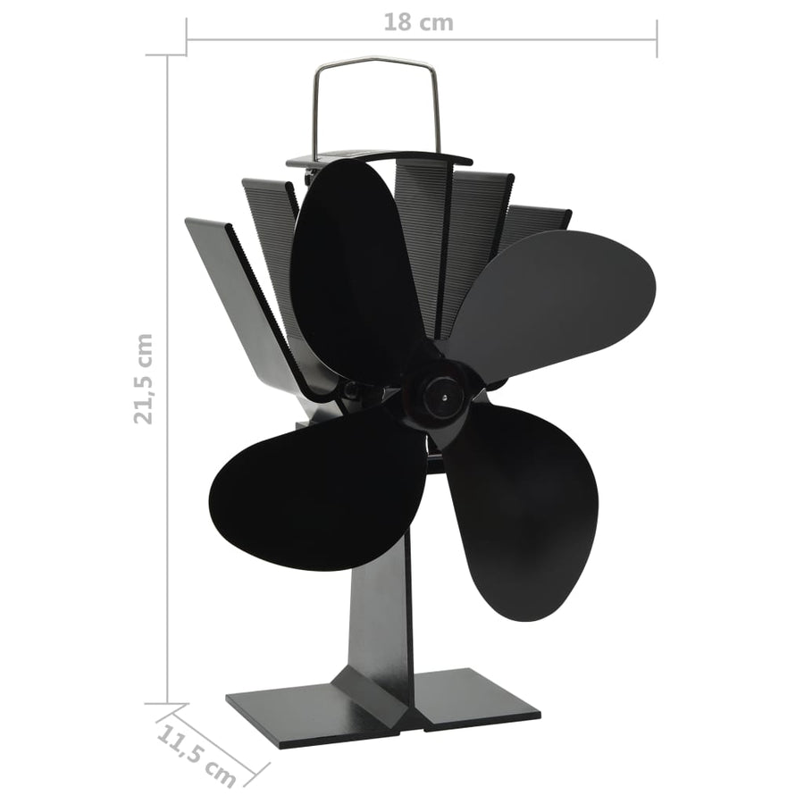 Kachelventilator Met 4 Vinnen Zwart 18 x 11,5 x 21,5 cm (4 vinnen)