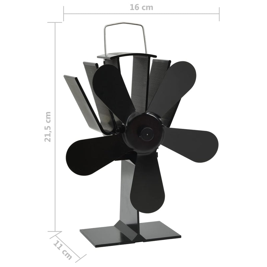 Kachelventilator Met 5 Vinnen Zwart 16 x 11 x 21,5 cm (5 vinnen)